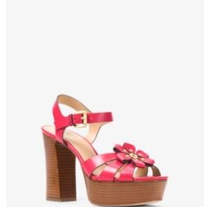 Michael Kors Floral Leather Platform Sandals 4"